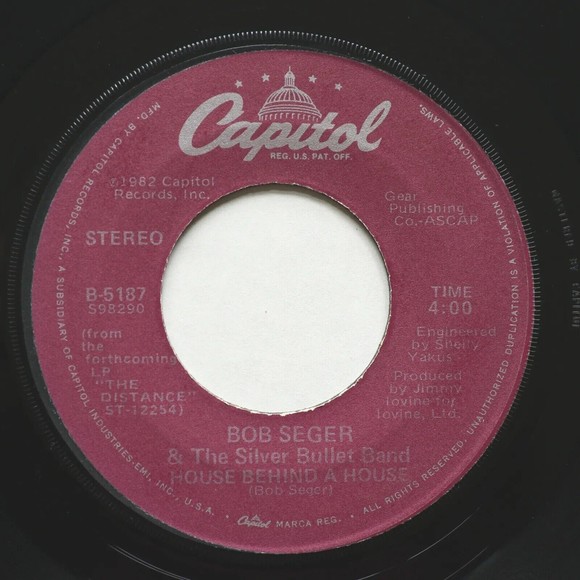 Bob Seger & The Silver Bullet Band Shame On The Moon/House Behind A House 45 rpm - Picture 1 of 9